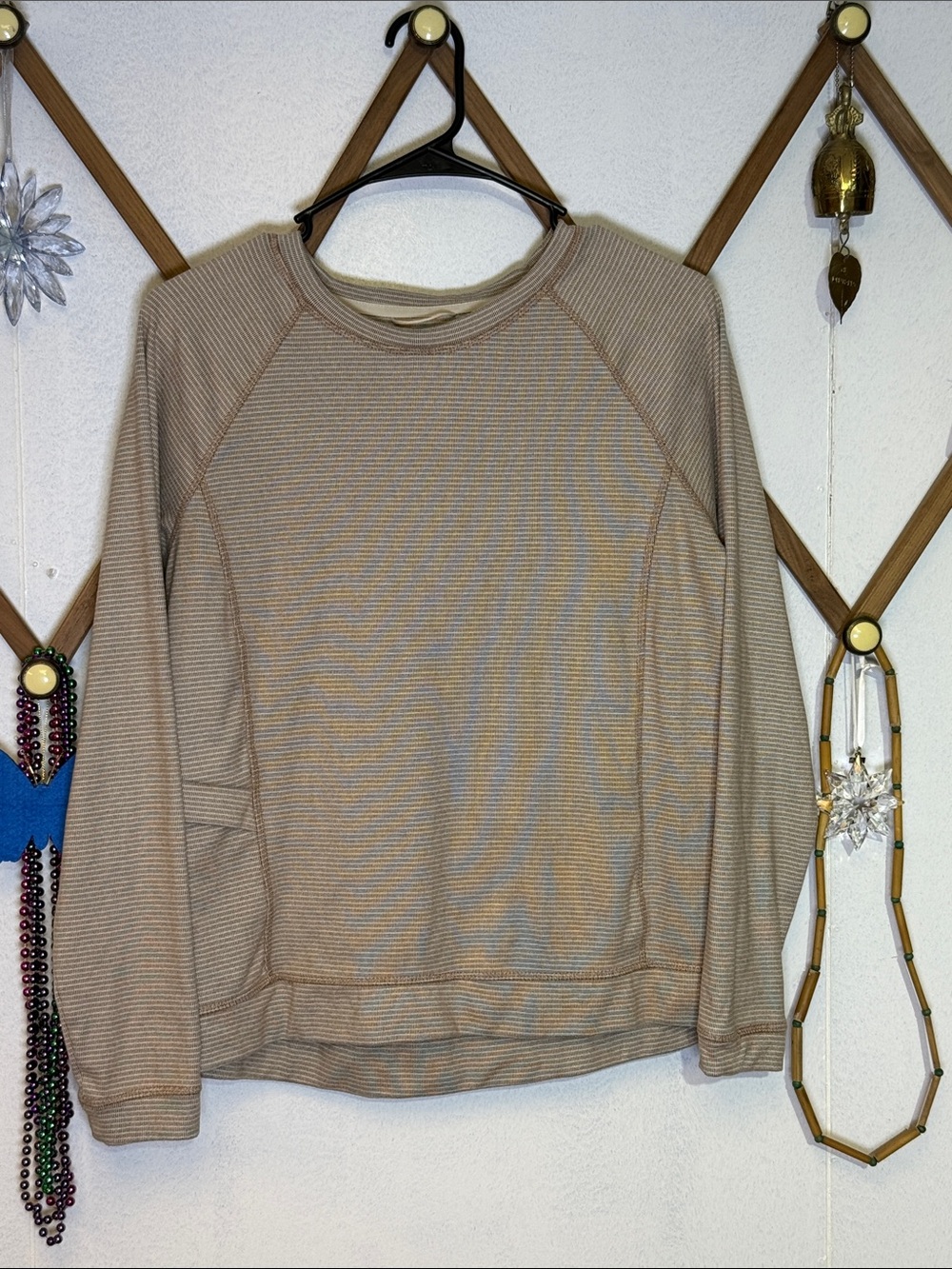 Avalanche Neutral Beige Ribbed Long Sleeve Top